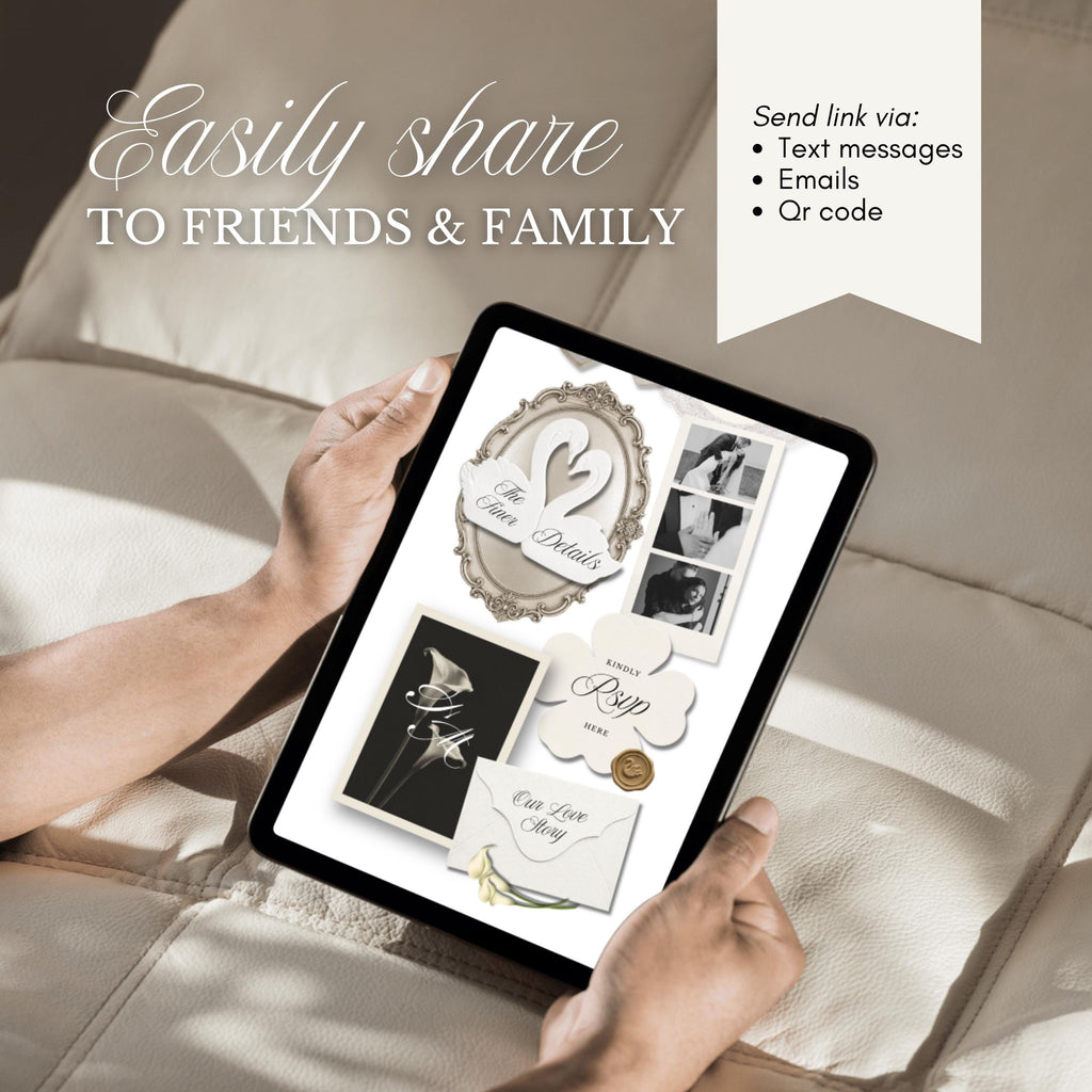 Ivory Photobooth Wedding Website Template | with RSVP & Music