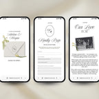 White Black Floral Wedding Website Template | RSVP & Music