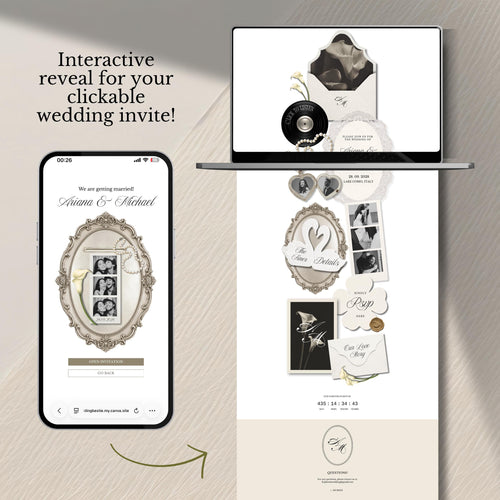 Ivory Photobooth Wedding Website Template | with RSVP & Music