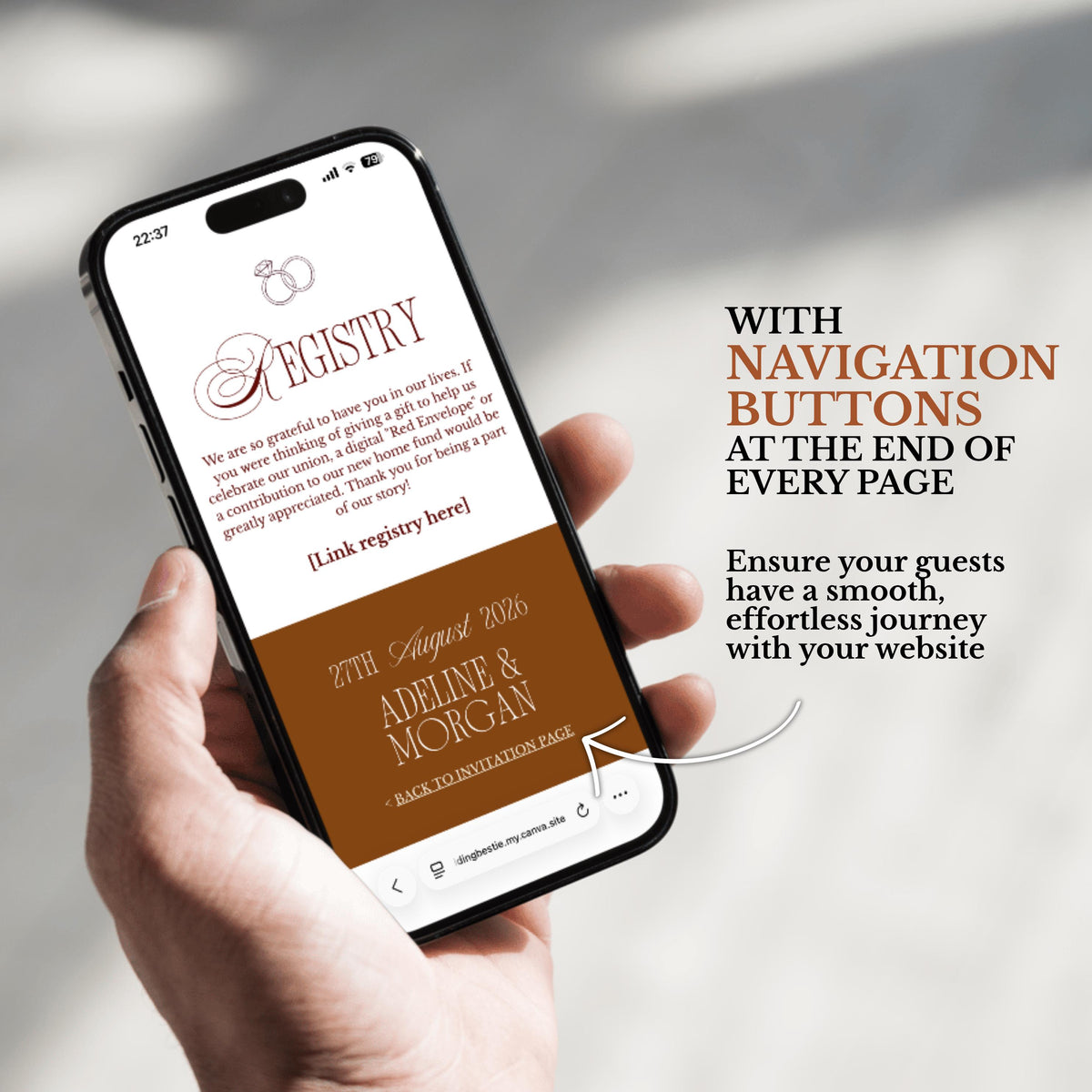 Fall Burgundy & Orange Wedding Website Template | RSVP & Music