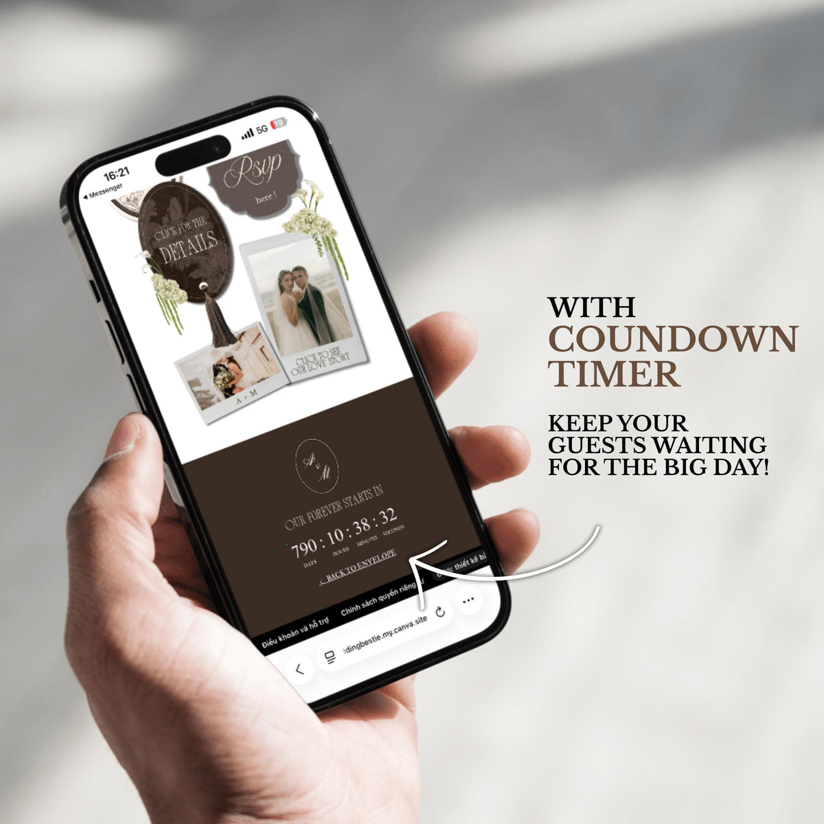 Ivory Brown Wedding Website Template | RSVP & Music
