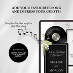 White Black Floral Wedding Website Template | RSVP & Music