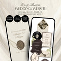 Ivory Brown Wedding Website Template | RSVP & Music