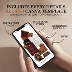 Fall Burgundy & Orange Wedding Website Template | RSVP & Music