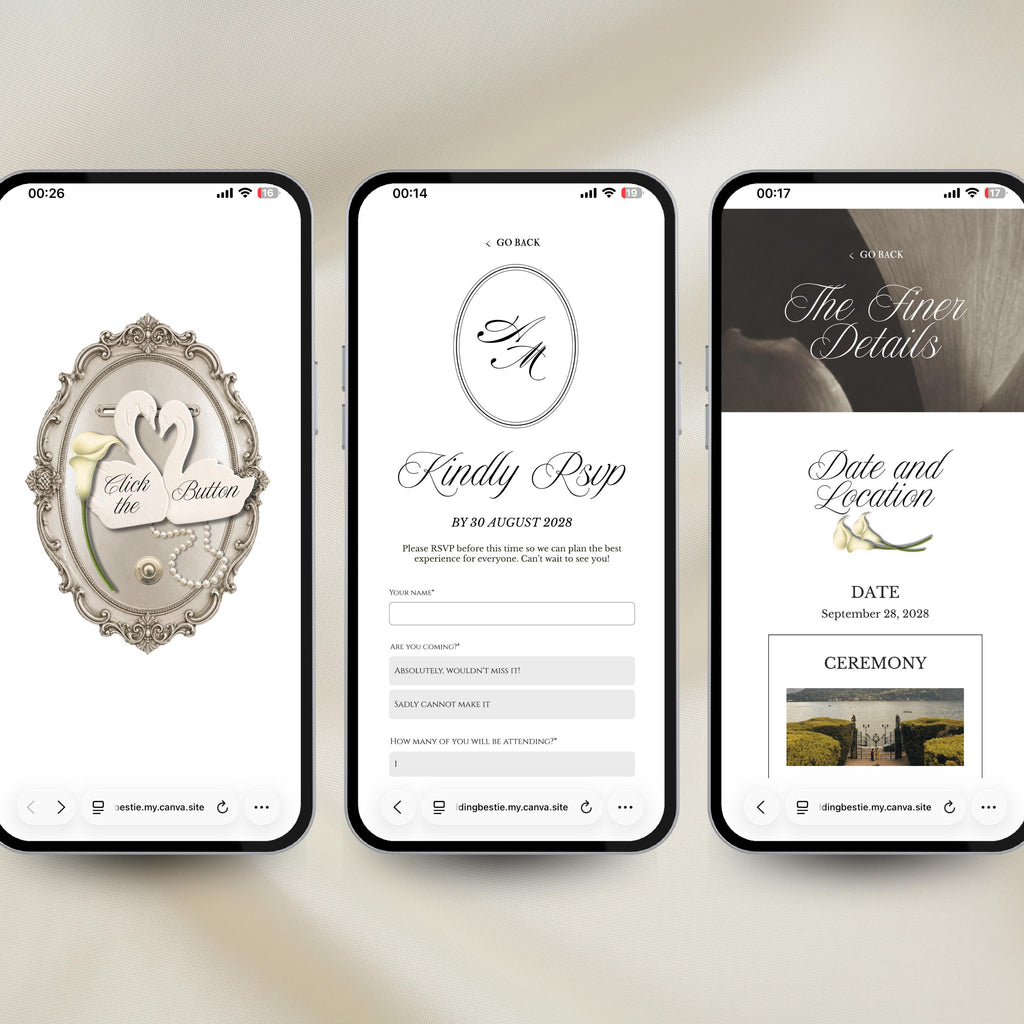 Ivory Photobooth Wedding Website Template | with RSVP & Music