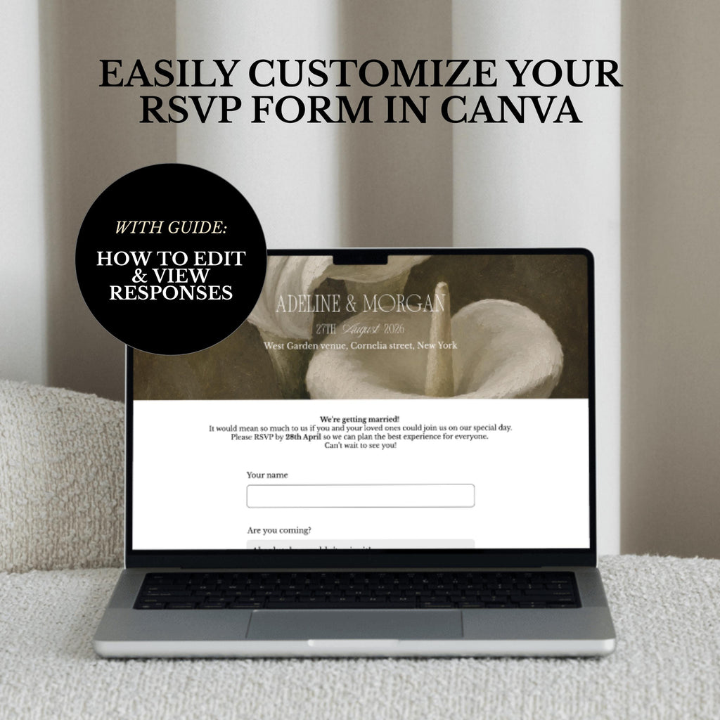 Ivory Brown Wedding Website Template | RSVP & Music