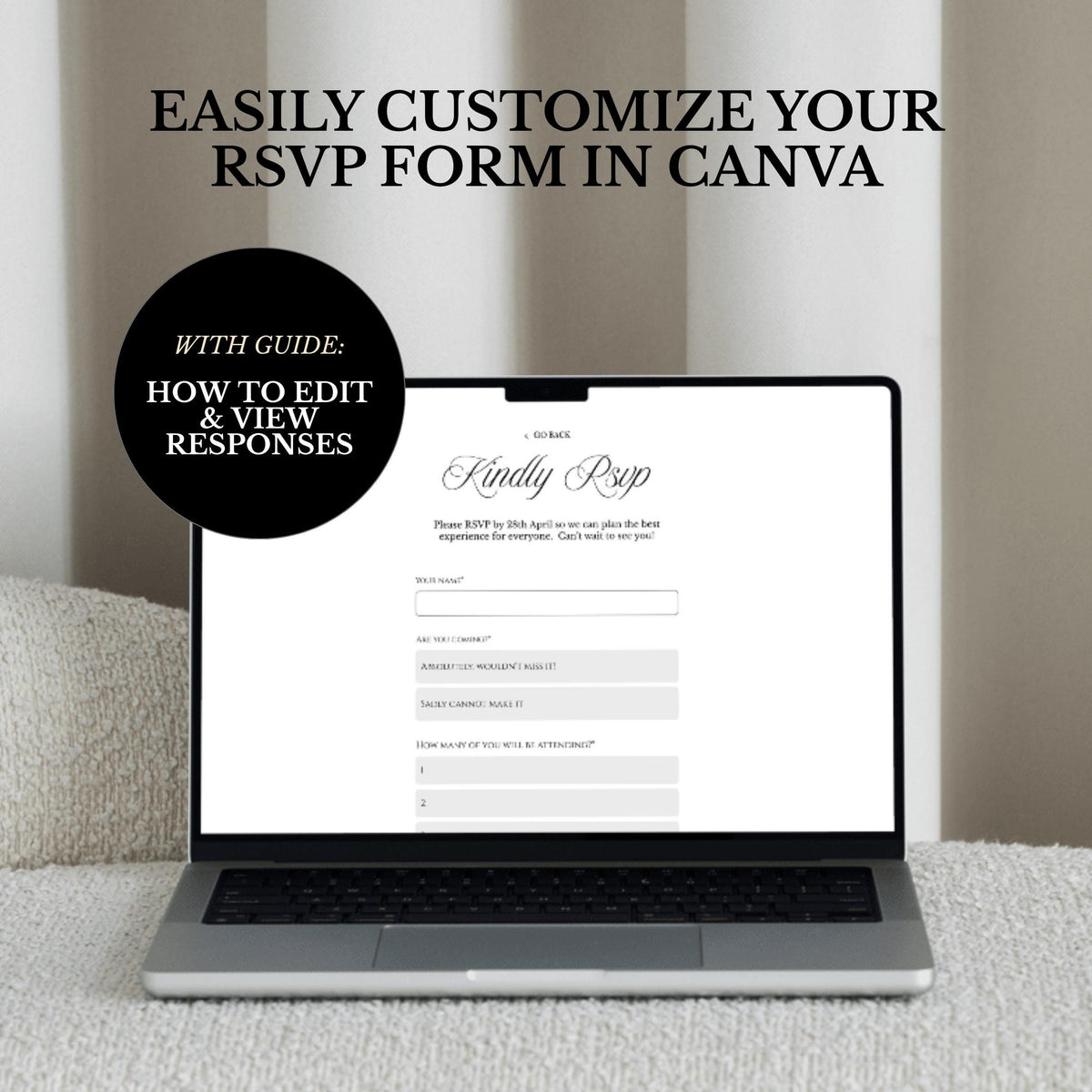 Black White Luxury Wedding Website Template | RSVP & Music