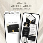 Black White Luxury Wedding Website Template | RSVP & Music