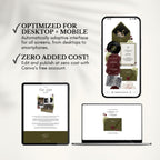 Olive Green & Burgundy Wedding Website Template | RSVP & Music