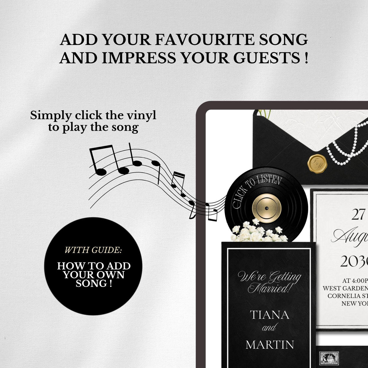 Black White Luxury Wedding Website Template | RSVP & Music