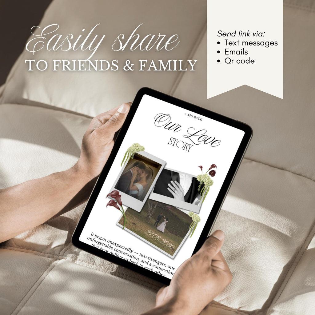 Olive Green & Burgundy Wedding Website Template | RSVP & Music