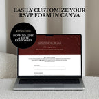 Fall Burgundy & Orange Wedding Website Template | RSVP & Music