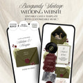 Olive Green & Burgundy Wedding Website Template | RSVP & Music