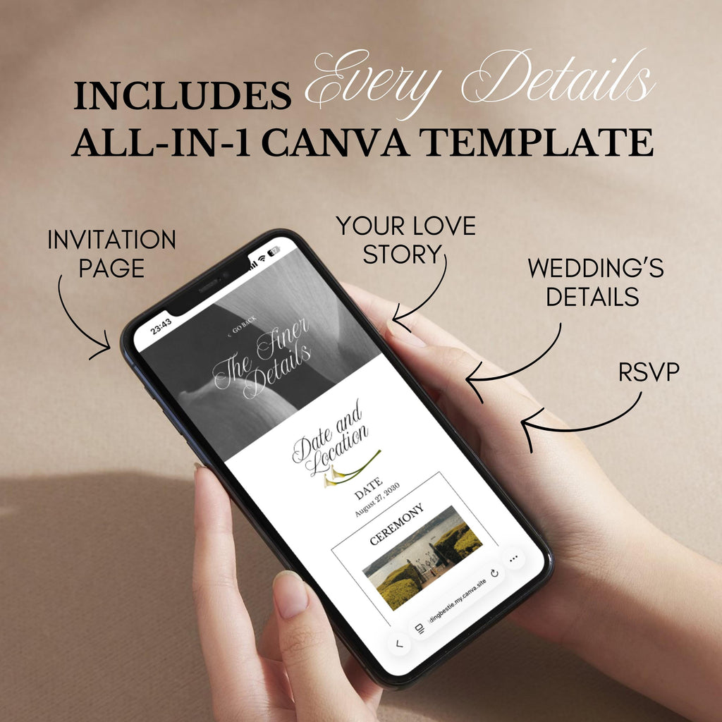 White Black Floral Wedding Website Template | RSVP & Music