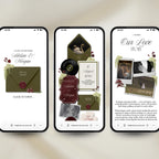 Olive Green & Burgundy Wedding Website Template | RSVP & Music