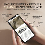 Ivory Brown Wedding Website Template | RSVP & Music